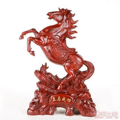 聯友廠家直銷樹脂工藝品 立馬成功仿木紋招財擺件，高級開業禮品之選